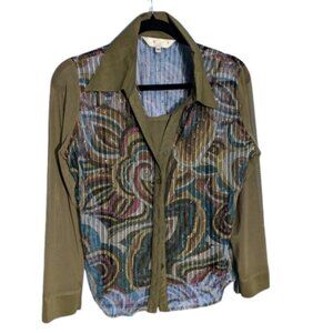 Sheer Boho Style Button Down Blouse w/Tank